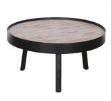 29" Round Modern Industrial Multi Grain Coffee Table