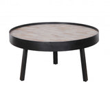 29" Round Modern Industrial Multi Grain Coffee Table