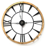 Round Metal Wood Frame Columbus Wall Clock