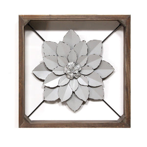 Grey Metal & Wood Framed Wall Flower