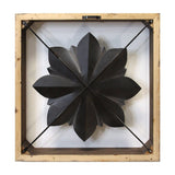 Grey Metal & Wood Framed Wall Flower