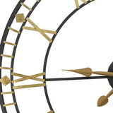 Oversized Vintage Style Metal Wall Clock Black Gold Numerals