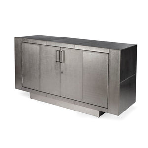 Butler Specialty Francois Silver Leather 70.5" Buffet Sideboard XRT Silver Meranti wood solids, MDF, leather, polysuede cloth,  Stainless Steel 3736435-BUTLER