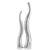 HomeRoots Set Of 2 Modern Tall Silver Squiggly Floor Vases 373780-HOMEROOTS 373780