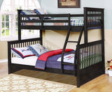 Contemporary Charcoal Black Finish Twin over Full Bunk Bed