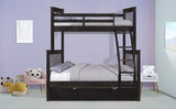 Contemporary Black Finish Twin over Full Bunk Bed with Trundle