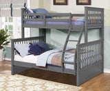 contemporary Grey Finish Twin over Full Bunk Bed