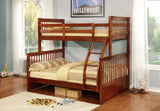 Contemporary Walnut Finish Twin over Full Bunk Bed