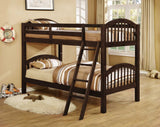 Traditional Dark Brown Finish Twin over Twin Arched Wood Bunk Bed