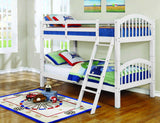 Traditional White Finish Twin over Twin Arched Wood Bunk Bed