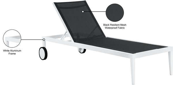 Nizuc Waterproof Mesh Fabric / Aluminum Contemporary Black Mesh Waterproof Fabric Outdoor Patio Aluminum Mesh Chaise Lounge Chair - 80.5" W x 29" D x 13.5" H