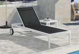 Nizuc Waterproof Mesh Fabric / Aluminum Contemporary Black Mesh Waterproof Fabric Outdoor Patio Aluminum Mesh Chaise Lounge Chair - 80.5" W x 29" D x 13.5" H