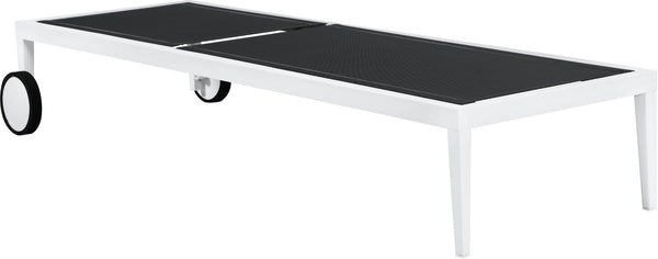 Nizuc Waterproof Mesh Fabric / Aluminum Contemporary Black Mesh Waterproof Fabric Outdoor Patio Aluminum Mesh Chaise Lounge Chair - 80.5" W x 29" D x 13.5" H