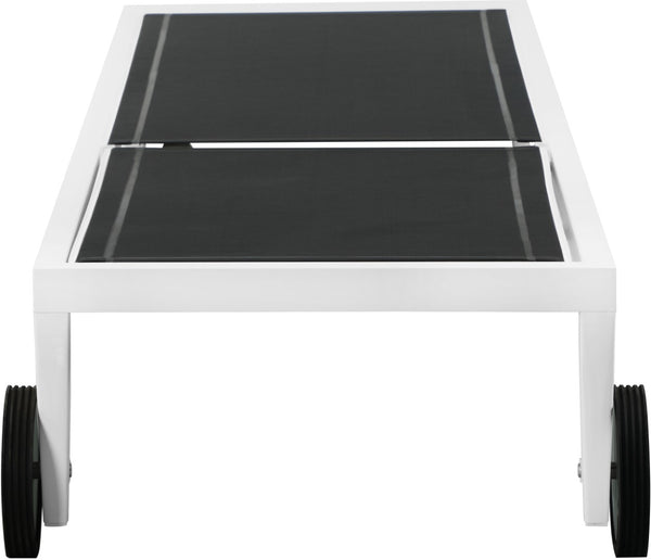 Nizuc Waterproof Mesh Fabric / Aluminum Contemporary Black Mesh Waterproof Fabric Outdoor Patio Aluminum Mesh Chaise Lounge Chair - 80.5" W x 29" D x 13.5" H