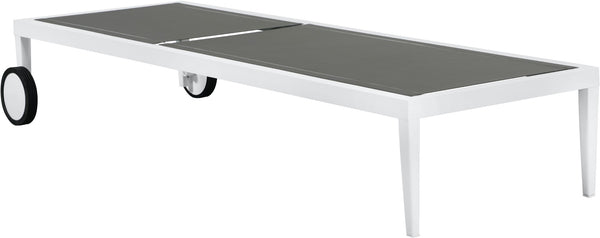 Nizuc Waterproof Mesh Fabric / Aluminum Contemporary Grey Mesh Waterproof Fabric Outdoor Patio Aluminum Mesh Chaise Lounge Chair - 80.5" W x 29" D x 13.5" H