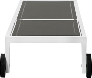 Nizuc Waterproof Mesh Fabric / Aluminum Contemporary Grey Mesh Waterproof Fabric Outdoor Patio Aluminum Mesh Chaise Lounge Chair - 80.5" W x 29" D x 13.5" H