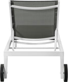 Nizuc Waterproof Mesh Fabric / Aluminum Contemporary Grey Mesh Waterproof Fabric Outdoor Patio Aluminum Mesh Chaise Lounge Chair - 80.5" W x 29" D x 13.5" H