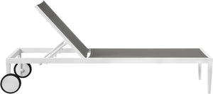 Nizuc Waterproof Mesh Fabric / Aluminum Contemporary Grey Mesh Waterproof Fabric Outdoor Patio Aluminum Mesh Chaise Lounge Chair - 80.5" W x 29" D x 13.5" H