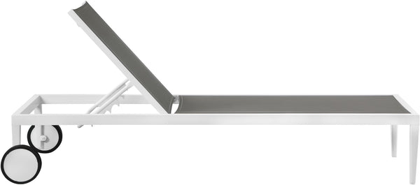 Nizuc Waterproof Mesh Fabric / Aluminum Contemporary Grey Mesh Waterproof Fabric Outdoor Patio Aluminum Mesh Chaise Lounge Chair - 80.5" W x 29" D x 13.5" H