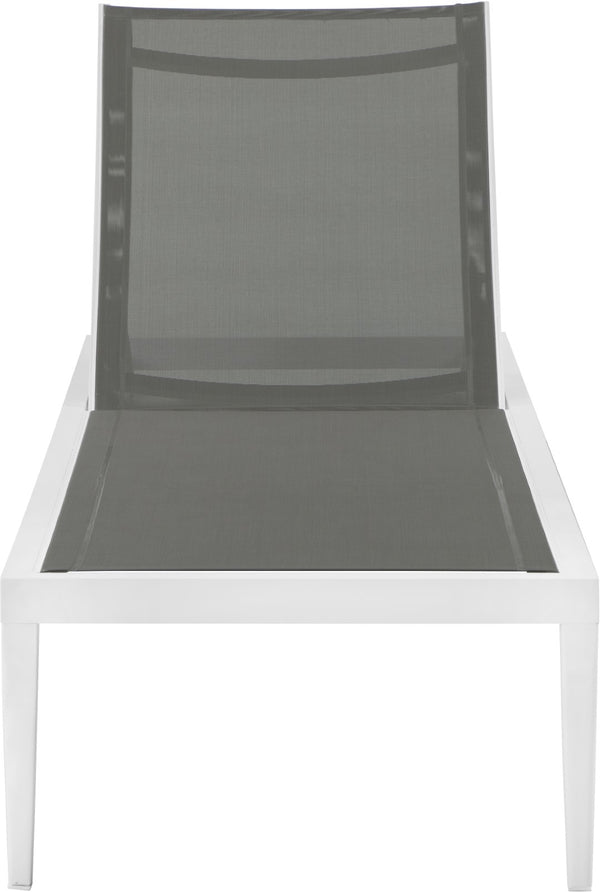 Nizuc Waterproof Mesh Fabric / Aluminum Contemporary Grey Mesh Waterproof Fabric Outdoor Patio Aluminum Mesh Chaise Lounge Chair - 80.5" W x 29" D x 13.5" H