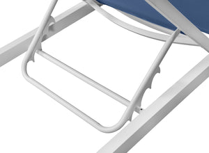 Nizuc Waterproof Mesh Fabric / Aluminum Contemporary Navy Mesh Waterproof Fabric Outdoor Patio Aluminum Mesh Chaise Lounge Chair - 80.5" W x 29" D x 13.5" H