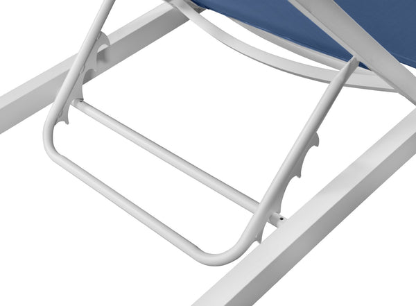 Nizuc Waterproof Mesh Fabric / Aluminum Contemporary Navy Mesh Waterproof Fabric Outdoor Patio Aluminum Mesh Chaise Lounge Chair - 80.5" W x 29" D x 13.5" H