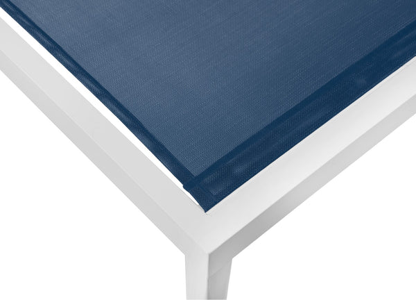 Nizuc Waterproof Mesh Fabric / Aluminum Contemporary Navy Mesh Waterproof Fabric Outdoor Patio Aluminum Mesh Chaise Lounge Chair - 80.5" W x 29" D x 13.5" H