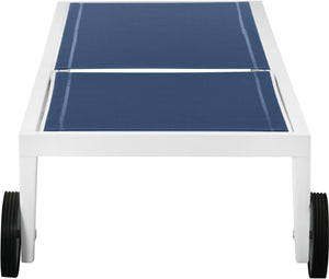 Nizuc Waterproof Mesh Fabric / Aluminum Contemporary Navy Mesh Waterproof Fabric Outdoor Patio Aluminum Mesh Chaise Lounge Chair - 80.5" W x 29" D x 13.5" H