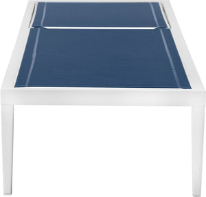 Nizuc Waterproof Mesh Fabric / Aluminum Contemporary Navy Mesh Waterproof Fabric Outdoor Patio Aluminum Mesh Chaise Lounge Chair - 80.5" W x 29" D x 13.5" H