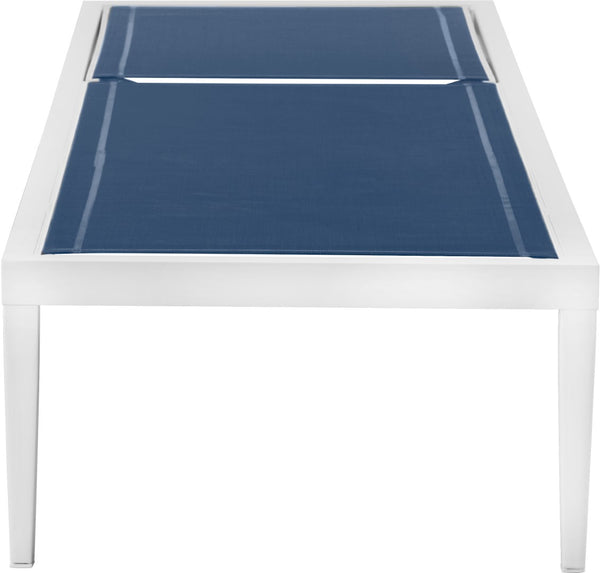 Nizuc Waterproof Mesh Fabric / Aluminum Contemporary Navy Mesh Waterproof Fabric Outdoor Patio Aluminum Mesh Chaise Lounge Chair - 80.5" W x 29" D x 13.5" H