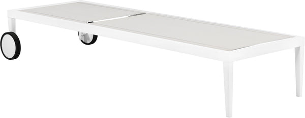 Nizuc Waterproof Mesh Fabric / Aluminum Contemporary White Mesh Waterproof Fabric Outdoor Patio Aluminum Mesh Chaise Lounge Chair - 80.5" W x 29" D x 13.5" H