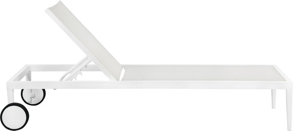 Nizuc Waterproof Mesh Fabric / Aluminum Contemporary White Mesh Waterproof Fabric Outdoor Patio Aluminum Mesh Chaise Lounge Chair - 80.5" W x 29" D x 13.5" H