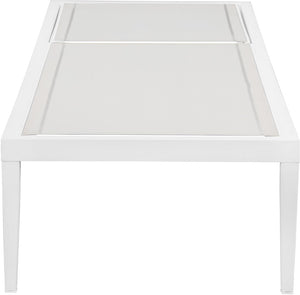 Nizuc Waterproof Mesh Fabric / Aluminum Contemporary White Mesh Waterproof Fabric Outdoor Patio Aluminum Mesh Chaise Lounge Chair - 80.5" W x 29" D x 13.5" H