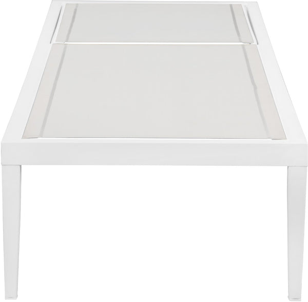 Nizuc Waterproof Mesh Fabric / Aluminum Contemporary White Mesh Waterproof Fabric Outdoor Patio Aluminum Mesh Chaise Lounge Chair - 80.5" W x 29" D x 13.5" H