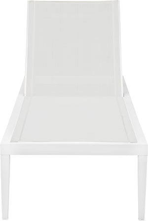 Nizuc Waterproof Mesh Fabric / Aluminum Contemporary White Mesh Waterproof Fabric Outdoor Patio Aluminum Mesh Chaise Lounge Chair - 80.5" W x 29" D x 13.5" H