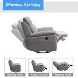 35.43" X 39.37" X 39.8" Light Grey Fabric Glider & Swivel Power Recliner with USB port