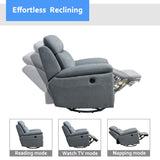 35.43" X 39.37" X 39.8" Grey Green Fabric Glider & Swivel Power Recliner with USB port