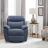 35.43" X 39.37" X 39.8" Blue Fabric Glider & Swivel Power Recliner with USB port