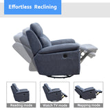 35.43" X 39.37" X 39.8" Blue Fabric Glider & Swivel Power Recliner with USB port