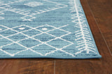 8' Ivory Blue Hand Tufted Oversized Floral Indoor Runner Rug