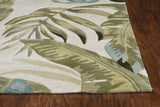8' Ivory Hand Tufted Tropical Leaves Indoor Runner Rug