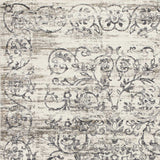 10'x13' Ivory Grey Machine Woven Distressed Floral Traditional Indoor Area Rug