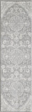 7'x12' Grey Machine Woven Distressed Floral Medallion Indoor Area Rug