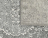 7'x12' Grey Machine Woven Distressed Floral Medallion Indoor Area Rug