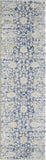 9'x12' Blue Grey Machine Woven Distressed Floral Indoor Area Rug