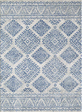 8' x 11' Ivory or Blue Diamonds and Triangles Indoor Area Rug