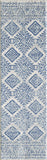 7'x12' Ivory Blue Machine Woven Distressed Geometric Indoor Area Rug