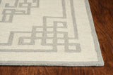 HomeRoots 5'X7' Ivory Grey Hand Tufted Bordered Greek Key Indoor Area Rug 374674-HOMEROOTS 374674