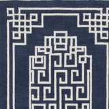 3'x5' Navy Blue Ivory Hand Tufted Greek Key Medallion Indoor Area Rug