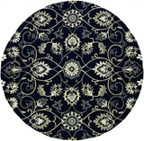 5' x 7' Navy Floral Vines Indoor Outdoor Area Rug